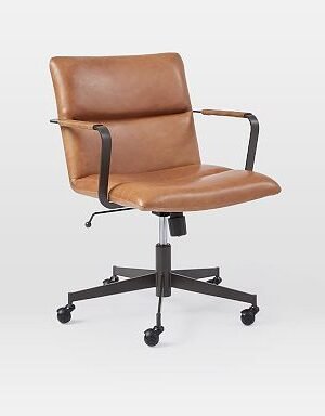 Cooper Mid-Century Leather Swivel Office Chair